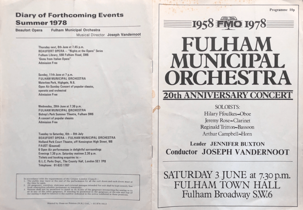 Concert programme June 1978